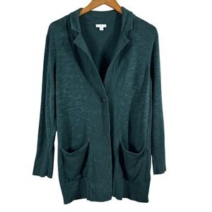 J.Jill Womens Hunter Green Marled Longline Cardigan Sweater Size M Button Pocket